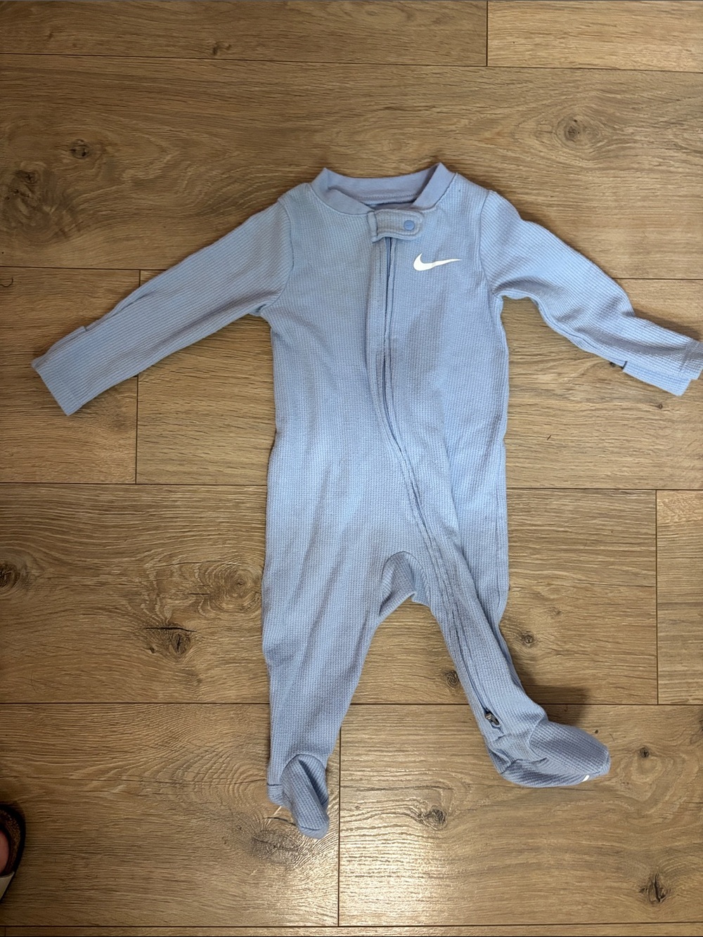 Nike Light Blue  Ribbed Footed Baby One-Piece
